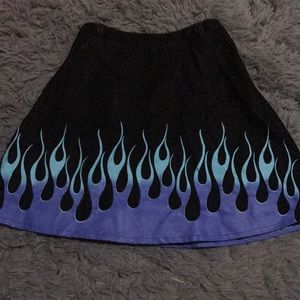 A line denim flame skirt